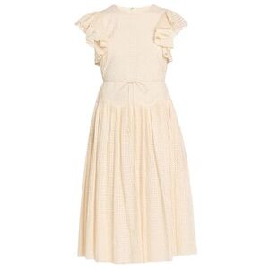 ULLA JOHNSON
Sylvaine Flutter-sleeve Lasercut Poplin Midi Dress
Size 6